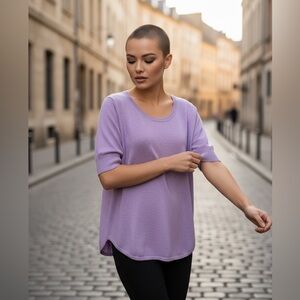 Isaac Mizrahi Live! Lavender Knit Tunic Top | Size S | Soft Cotton Blend